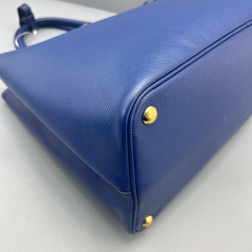 Prada Large Double Bag Saffiano Calfskin Dark Blue