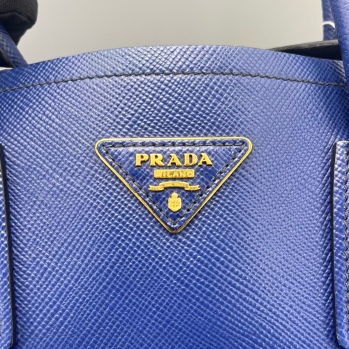 Prada Large Double Bag Saffiano Calfskin Dark Blue