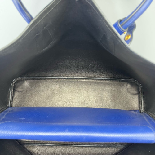 Prada Large Double Bag Saffiano Calfskin Dark Blue