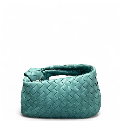 Bottega Veneta Mini Jodie Calfskin Intrecciato Turquoise
