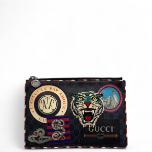 Gucci Clutch GG Supreme Monogram Black Red Blue