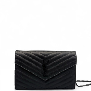 Yves Saint Laurent Envelope Wallet On Chain Caviar Black