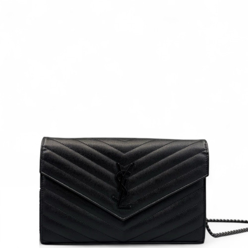 Yves Saint Laurent Envelope Wallet On Chain Caviar Black