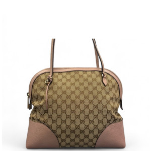 Gucci Tote Bag GG Supreme Monogram Brown Pink