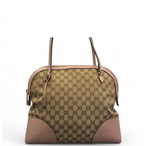 Gucci Tote Bag GG Supreme Monogram Brown Pink