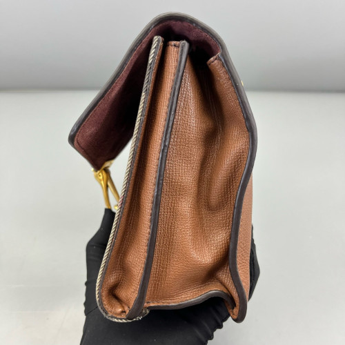 Burberry Small Macken Crossbody Bag Calfskin House Check Tan Beige Khaki