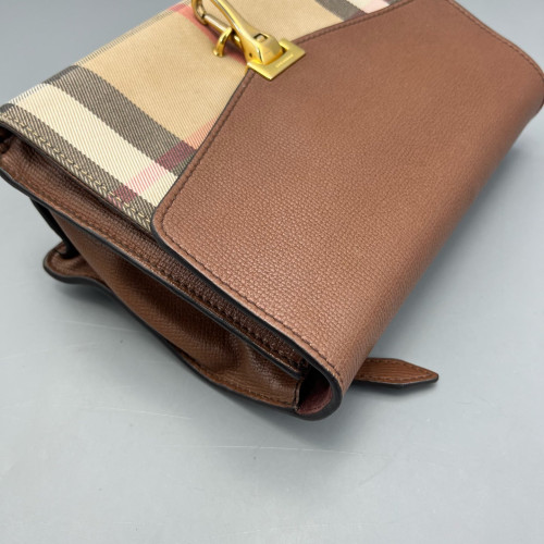 Burberry Small Macken Crossbody Bag Calfskin House Check Tan Beige Khaki