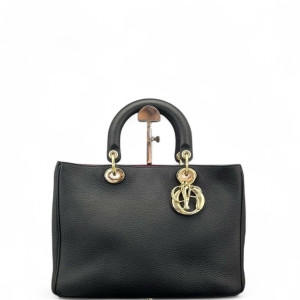 Dior Medium Diorissimo Tote Grained Calfskin Black