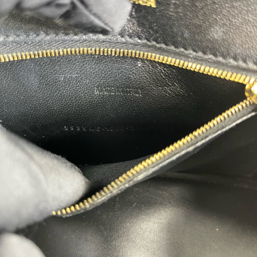 Balenciaga Hourglass Top Handle Small Calfskin Crocodile Embossed Black