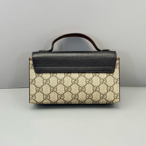 Gucci Mini Padlock Shoulder Bag GG Supreme Monogram Black Beige