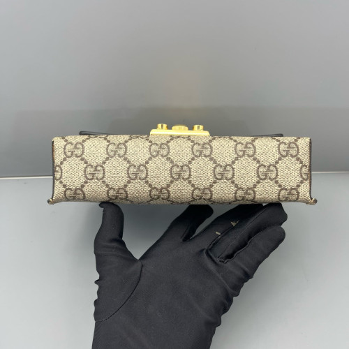Gucci Mini Padlock Shoulder Bag GG Supreme Monogram Black Beige