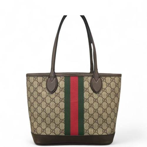 Gucci Ophidia Tote Bag GG Supreme Monogram Beige Ebony Beige Brown