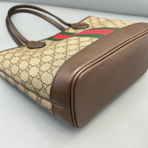 Gucci Ophidia Tote Bag GG Supreme Monogram Beige Ebony Beige Brown