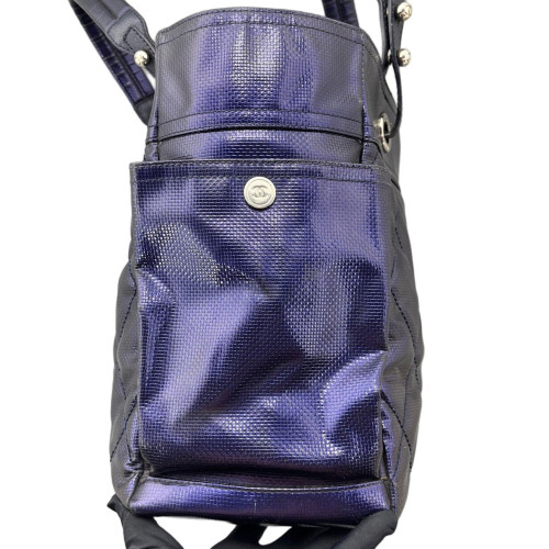 Chanel Quilted Paris-Biarritz Tote GM Nylon Blue