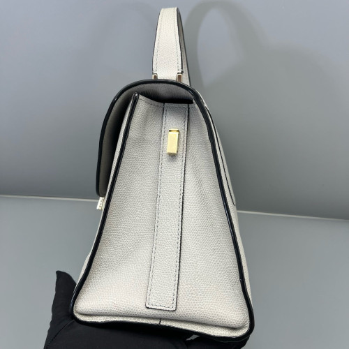 Valextra Handbag Calfskin Light Grey