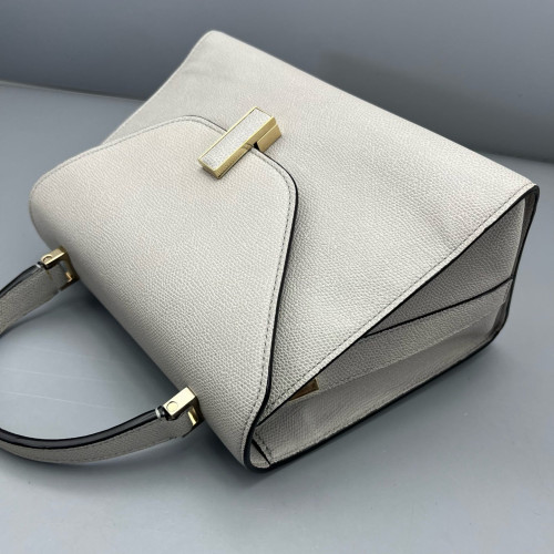 Valextra Handbag Calfskin Light Grey