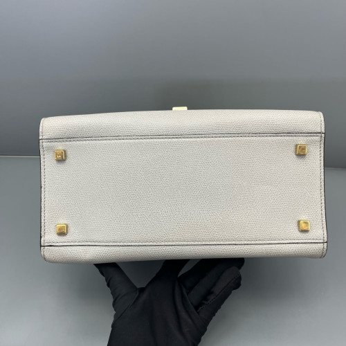 Valextra Handbag Calfskin Light Grey