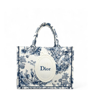 Dior Medium Book Tote Canvas Blue White