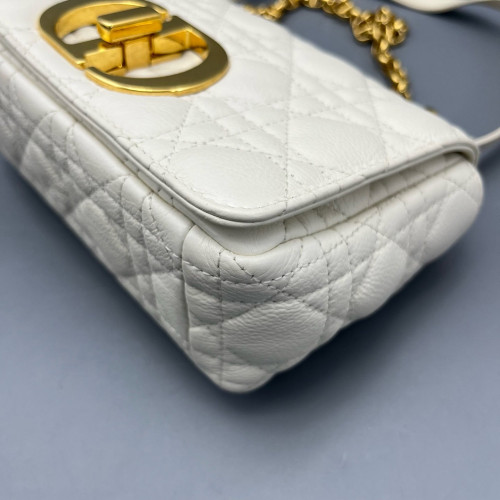 Dior Small Caro Bag Calfskin White