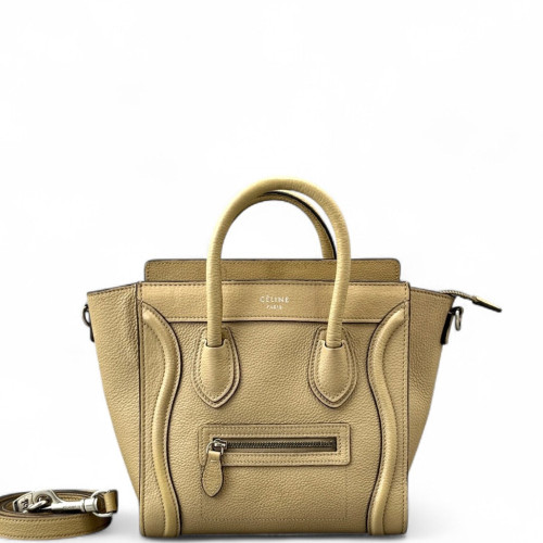 Celine Nano Luggage Grained Calfskin Natural Tan