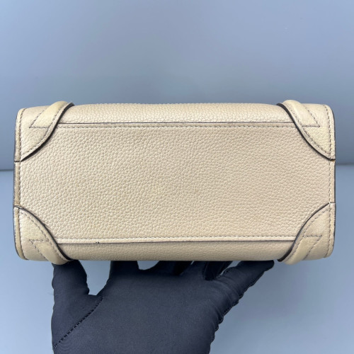 Celine Nano Luggage Grained Calfskin Natural Tan
