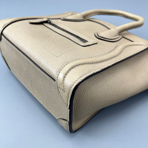 Celine Nano Luggage Grained Calfskin Natural Tan