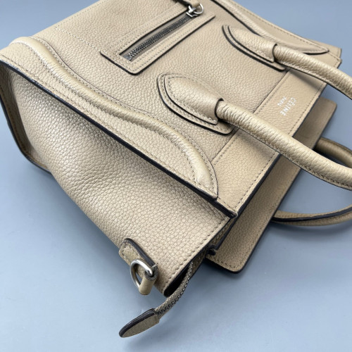 Celine Nano Luggage Grained Calfskin Natural Tan