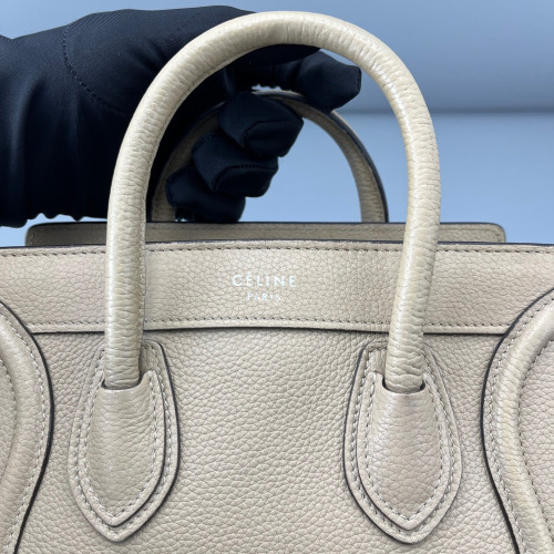 Celine Nano Luggage Grained Calfskin Natural Tan