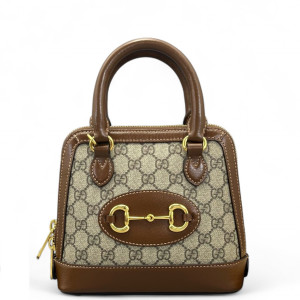 Gucci Mini Horsebit 1955 Top Handle GG Supreme Monogram Tan Beige