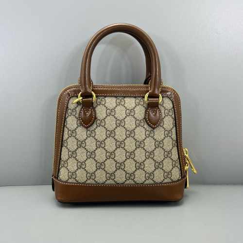 Gucci Mini Horsebit 1955 Top Handle GG Supreme Monogram Tan Beige