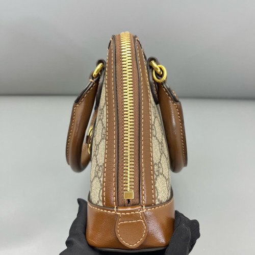Gucci Mini Horsebit 1955 Top Handle GG Supreme Monogram Tan Beige