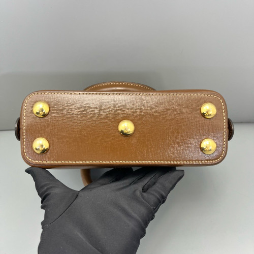 Gucci Mini Horsebit 1955 Top Handle GG Supreme Monogram Tan Beige