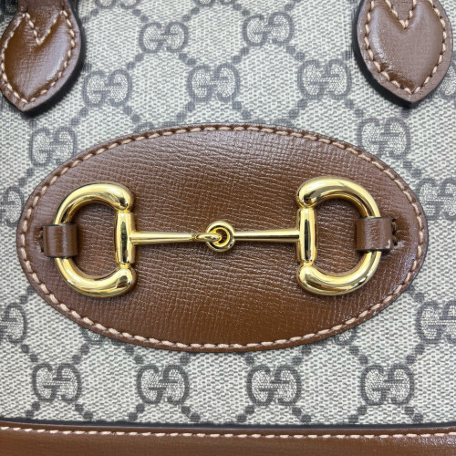 Gucci Mini Horsebit 1955 Top Handle GG Supreme Monogram Tan Beige