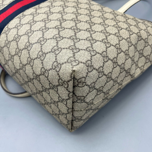 Gucci Ophidia Tote Bag GG Supreme Monogram Brown White Red