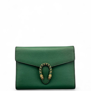 Gucci Mini Dionysus Chain Wallet Grained Calfskin Green