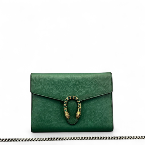 Gucci Mini Dionysus Chain Wallet Grained Calfskin Green