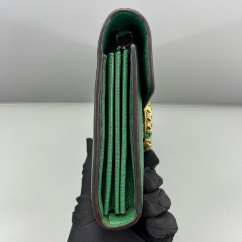 Gucci Mini Dionysus Chain Wallet Grained Calfskin Green