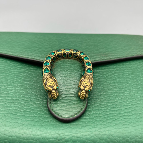 Gucci Mini Dionysus Chain Wallet Grained Calfskin Green