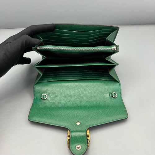 Gucci Mini Dionysus Chain Wallet Grained Calfskin Green
