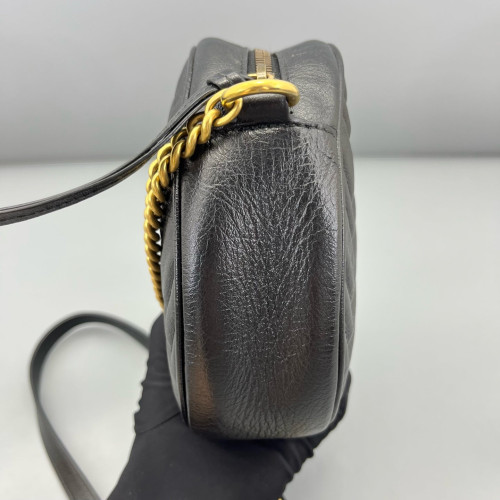Gucci Matelasse GG Marmont Round Mini Bag Calfskin Black