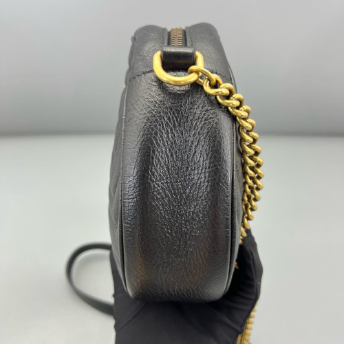 Gucci Matelasse GG Marmont Round Mini Bag Calfskin Black