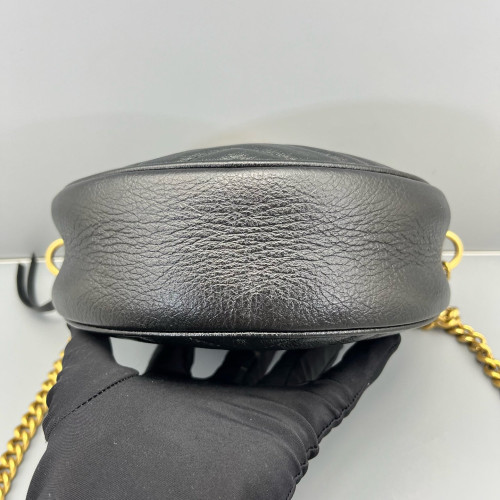 Gucci Matelasse GG Marmont Round Mini Bag Calfskin Black
