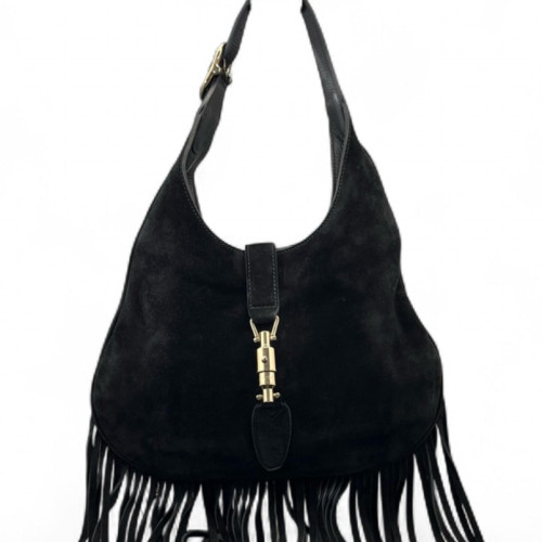 Gucci Fringe Jackie 1961 Hobo Suede Black