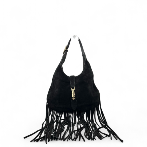 Gucci Fringe Jackie 1961 Hobo Suede Black