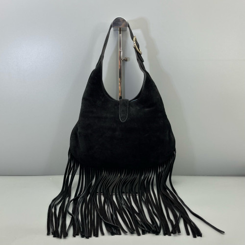 Gucci Fringe Jackie 1961 Hobo Suede Black
