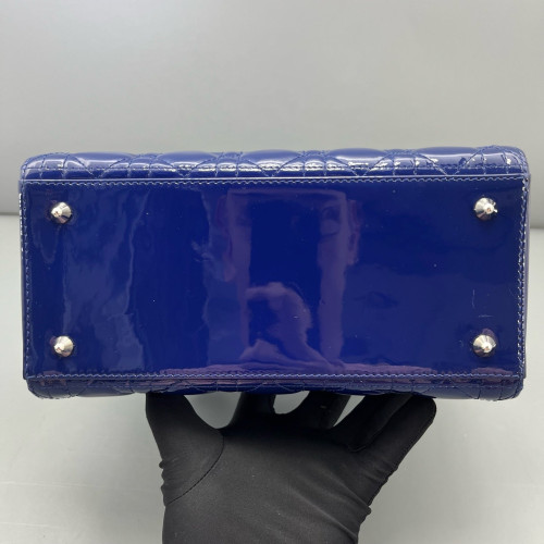 Dior Medium Lady Dior Patent Calfskin Dark Blue