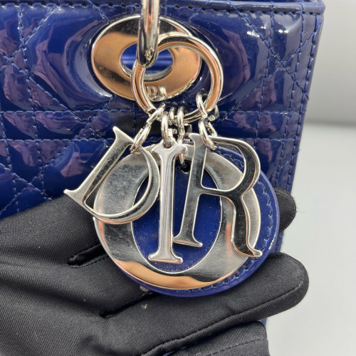 Dior Medium Lady Dior Patent Calfskin Dark Blue