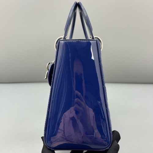Dior Medium Lady Dior Patent Calfskin Dark Blue