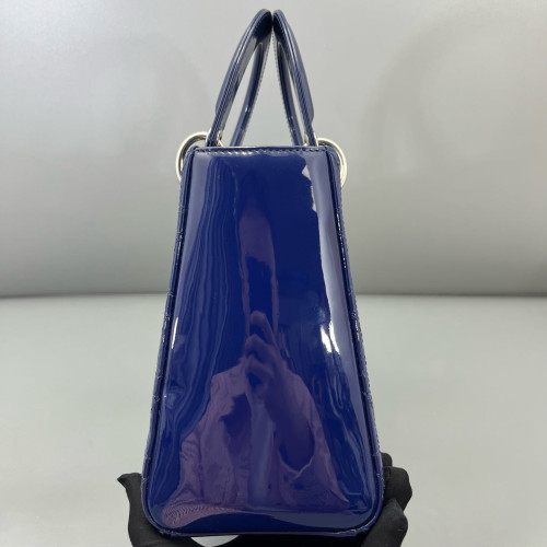 Dior Medium Lady Dior Patent Calfskin Dark Blue