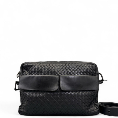 Bottega Veneta Crossbody Bag Lambskin Intrecciato Nappa Black